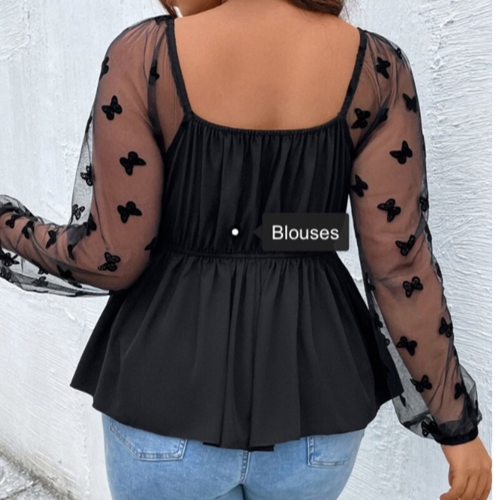 Shein Unity Plus Contrast Butterfly Mesh Twist Fr… - image 4